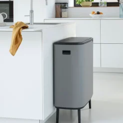 Brabantia Bo touch bin high 60 L, Mineral concrete grey Gris New