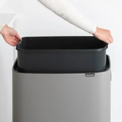 Brabantia Bo touch bin high 60 L, Mineral concrete grey Gris New