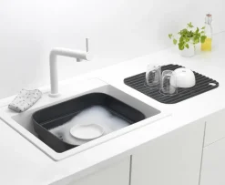 Brabantia Escurreplatos<Bol para fregar a mano con bandeja de secado Sinkside 34x37 cm, oscuro Gris