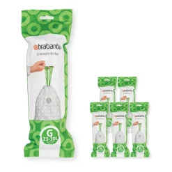 Brabantia Bolsas de basura PerfectFit 120 bolsas, Modell G, 23-30 L Blanco Best