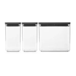 Brabantia Botes Y Tarros<Bote apilable 3 piezas TASTY+ 2x1,6 L+3,5L, oscuro Gris