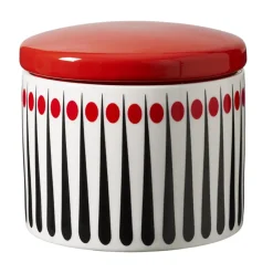 Superliving Bote con tapa Amanda, blanco-rojo, 10 cm RojoNegroBlanco Hot