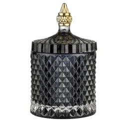 Lene Bjerre Botes Y Tarros<Bote de almacenaje con tapa Miya Ø10,5 cm, gris oscuro / Negro