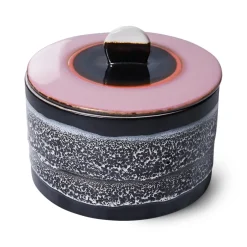 HKliving Botes Y Tarros<Bote de galletas 70's cookie jar Ø17 cm, Disco NegroRosa
