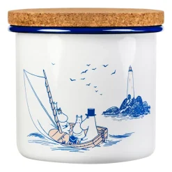 Muurla Bote esmaltado con tapa de corcho Moomin 1,3 l, Sailors Blanco Hot