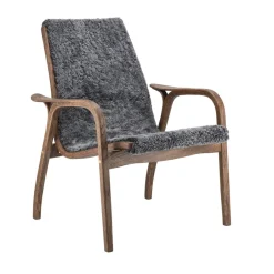 Swedese Butaca Laminett roble/piel de oveja Special Edition, Rubio Monocoat Chocolate-Charcoal Gris Sale