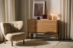 &Tradition Butaca Little Petra VB1, Roble tratado con aceite blanco-Moonlight Beige