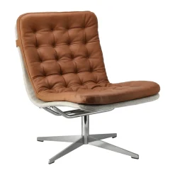1898 Sillones Y Reposapiés<Butaca Loholm con función giratoria, Cuero coñac-Bern 0341 Beige