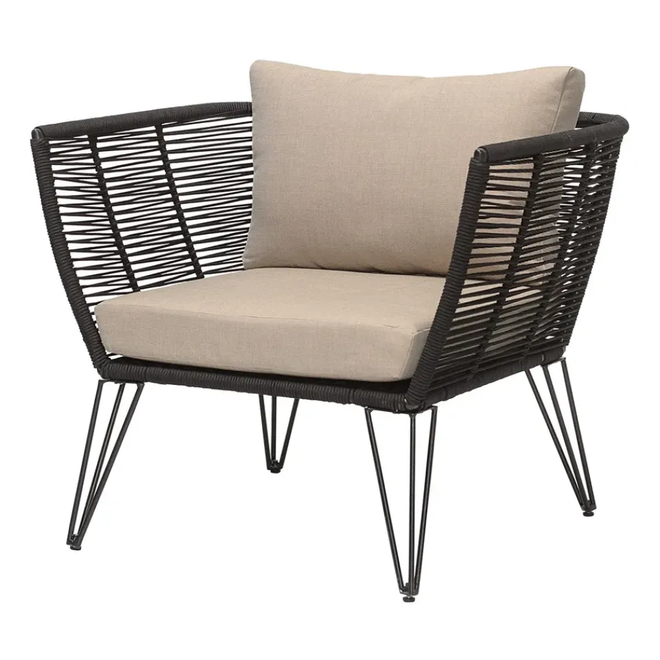 Bloomingville Sillas De Terraza|Butacas Y Sillones De Exterior<Butaca Lounge Mundo, Black-beige Negro