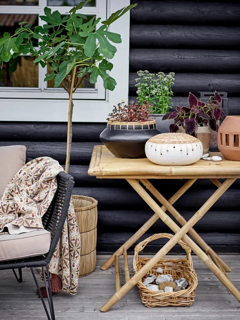 Bloomingville Sillas De Terraza|Butacas Y Sillones De Exterior<Butaca Lounge Mundo, Black-beige Negro