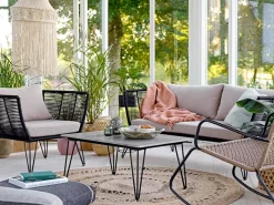Bloomingville Sillas De Terraza|Butacas Y Sillones De Exterior<Butaca Lounge Mundo, Black-beige Negro