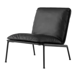 &Tradition Sillones Y Reposapiés<Butaca lounge Muno LN18, Dark chrome-Noble leather Black Negro