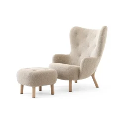 &Tradition Butaca Petra VB3 High incl. pouf ATD1, Roble aceitado-Karakorum 003 Beige