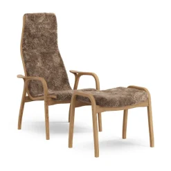 Swedese Sillones Y Reposapiés<Butaca y reposapiés Lamino de roble aceitado/piel de oveja, Sahara ( turrón) Marrón