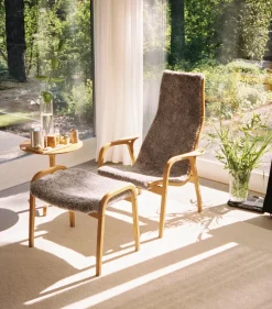 Swedese Sillones Y Reposapiés<Butaca y reposapiés Lamino de roble aceitado/piel de oveja, Moonlight Beige