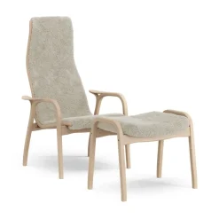 Swedese Butaca y reposapiés Lamino haya lacada/piel de oveja, Moonlight Beige Outlet