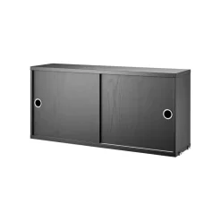 String Cabinet con puertas correderas , Fresno teñido de , 78x20 cm Negro