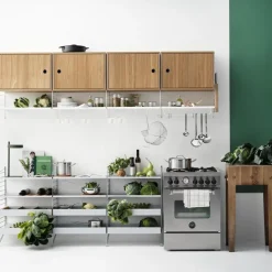 String Cabinet con puertas correderas , Fresno teñido de , 78x20 cm Negro