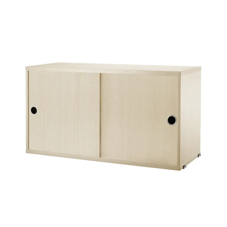 String Estanterias String|Vitrinas Y Gabinetes<Cabinet con puertas correderas , Chapa de fresno, 78x30 cm Beige