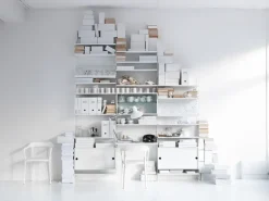 String Cabinet vitrina con puertas correderas de cristal , , 78x30 cm Blanco New