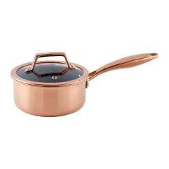 Hâws Cacerola con tapa con recubrimiento hybrid coating Santo 1,5 L, Oro rosado NaranjaPlateadoNegro