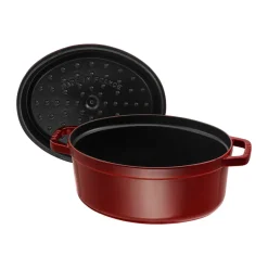 STAUB Cacerola de hierro fundido La Cocotte oval 6,7 L, granadina Rojo