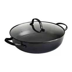 Satake Cacerola de hierro fundido ligero con tapa de cristal, 26 cm Negro Online