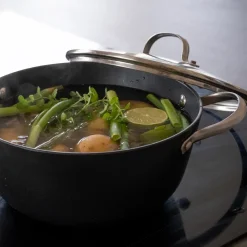 Satake Cacerola sautés con tapa de cristal , 4 L Negro Clearance