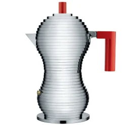 Alessi Cafeteras Y Cafeteras De Émbolo<Cafetera de espresso Pulcina 6 tazas, asa roja RojoPlateado