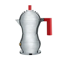Alessi Cafeteras Y Cafeteras De Émbolo<Cafetera de espresso Pulcina 3 tazas, asa roja RojoPlateado