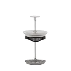 Bialetti Cafetera de émbolo Preziosa 3 tazas, Plateado-negro PlateadoNegro New