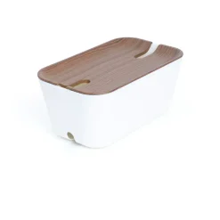 Bosign Caja para cables Cable Organiser M, decoración de madera oscura MarrónBlanco Sale