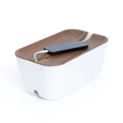 Bosign Caja para cables Cable Organiser M, decoración de madera oscura MarrónBlanco Sale