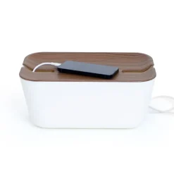 Bosign Caja para cables Cable Organiser M, decoración de madera oscura MarrónBlanco Sale