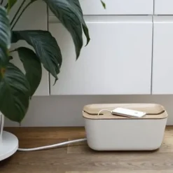 Bosign Caja para cables Cable Organiser M, tapa impresión madera MarrónBlanco New