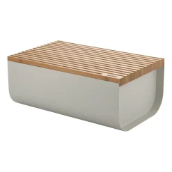 Alessi Paneras De Cocina<Caja para pan Mattina 34 cm, Gris cálido-bambú MarrónGris