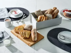 Alessi Paneras De Cocina<Caja para pan Mattina 34 cm, Gris cálido-bambú MarrónGris