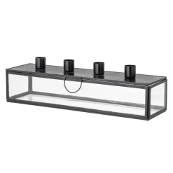 Bloomingville Candelabro de adviento Pelo 34 cm, negro-transparente NegroTransparente New
