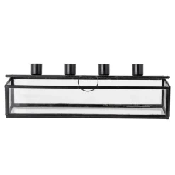 Bloomingville Candelabro de adviento Pelo 34 cm, negro-transparente NegroTransparente New