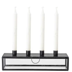 Bloomingville Candelabro de adviento Pelo 34 cm, negro-transparente NegroTransparente New