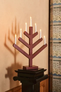 Scandi Living Candelabro de AdvientoPine 62 cm, Rojo Outlet