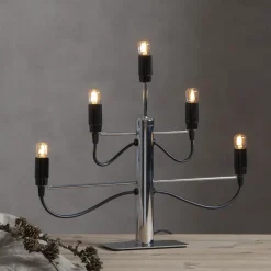 Star Trading Candelabros Eléctricos De Adviento<Candelabro Milano 5, 46 cm, Cromo PlateadoNegro