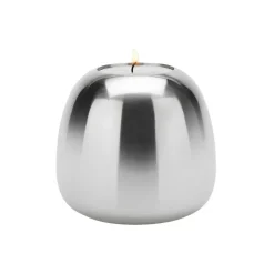 Stelton Candelabro Ora acero inoxidable, Grande Plateado