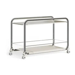 Lammhults Carrito con ruedas Tension, Cromo-beige alfombra de cuero BeigePlateado New