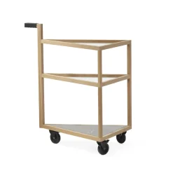 A2 Carritos Auxiliares<Carro con ruedas Move, Roble aceitado blanco, big, mármol marquina, vidrio Beige