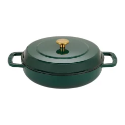 Combekk Sartenes De Saltear Y Sofreír<Cazuela de hierro fundido esmaltado Enameled Ø28 cm, Holly Green-pomo gold Rojo