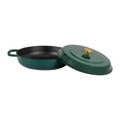 Combekk Sartenes De Saltear Y Sofreír<Cazuela de hierro fundido esmaltado Enameled Ø28 cm, Holly Green-pomo gold Rojo