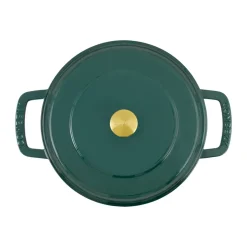 Combekk Sartenes De Saltear Y Sofreír<Cazuela de hierro fundido esmaltado Enameled Ø28 cm, Holly Green-pomo gold Rojo