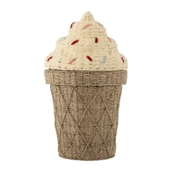 Bloomingville Cesta con tapa Cillie Ø40 cm, Nature ice cream MarrónBeige Clearance