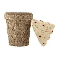 Bloomingville Cesta con tapa Cillie Ø40 cm, Nature ice cream MarrónBeige Clearance